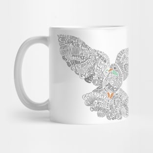 Typographic Peace Dove (white) Mug